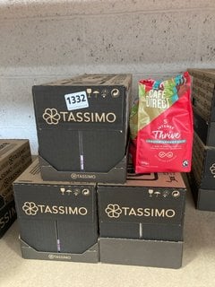 3 X TASSIMO CHAI LATTE PODS - BBE 7/11/24 TO ALSO INCLUDE PACK OF CAFE DIRECT THRIVE 5 INTENSE YOUTH LEADERSHIP GROUND COFFEE - BBE 22/10/24: LOCATION - BR16