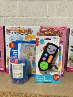 5 X ASSORTED CHILDRENS ITEMS TO INCLUDE FISHER PRICE STREAM & LEARN REMOTE: LOCATION - BR19