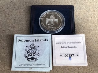 A SOLOMON ISLANDS STERLING SILVER .925 TEN DOLLAR ROYAL COMMEMORATIVE COIN: LOCATION - BR22