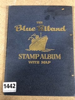 BLUE RIBAND VINTAGE STAMP ALBUM AND CONTENTS: LOCATION - BR21