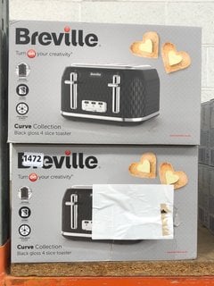 2 X BREVILLE CURVE COLLECTION 4 SLICE TOASTERS IN BLACK GLOSS: LOCATION - BR20