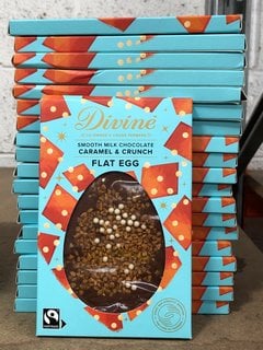 QTY OF DIVINE SMOOTH MILK CHOCOLATE CARAMEL & CRUNCH FLAT EGGS - BBE 30/11/24: LOCATION - B20