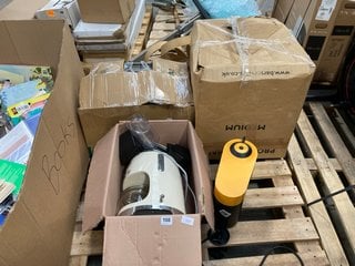 PALLET OF ASSORTED ITEMS TO INCLUDE NESPRESSO MAGIMIX COFFEE MACHINE IN YELLOW/BLACK: LOCATION - B5 (KERBSIDE PALLET DELIVERY)