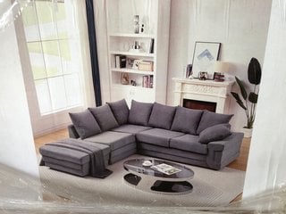 TERRA SOFAS LARGE MODULAR STYLE CORNER SOFA IN GREY FABRIC: LOCATION - A1