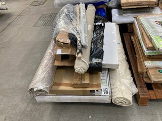 PALLET OF ASSORTED ITEMS TO INCLUDE FITTED VENETIAN BLIND & BLACK & DECKER HEATED AIRER: LOCATION - A2 (KERBSIDE PALLET DELIVERY)