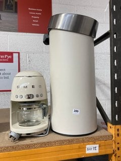 SMEG DCF02CRUK DRIP FILTER COFFEE MACHINE - RRP £199.99 IN CREAM TO ALSO INCLUDE PUSH TOP CYLINDER BIN IN CREAM: LOCATION - BR1