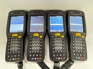 QTY OF 4 HONEYWELL DOLPHIN 99EX HANDHELD MOBILE COMPUTERS: MODEL NO 99EXLW (WITH BATTERY) [JPTM124867]