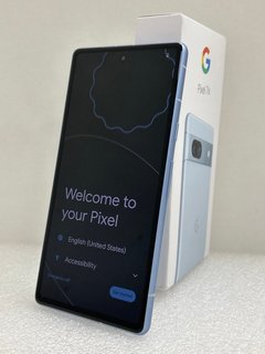 GOOGLE PIXEL 7A SMARTPHONE IN SEA: MODEL NO GHL1X (WITH BOX & ALL ACCESSORIES, MAIN PCB REMOVED. FIRST IMAGE TO SHOW SCREEN TURNED ON PRIOR TO BEING REMOVED FROM PHONE ONLY (SPARES & REPAIRS)) [JPTM1