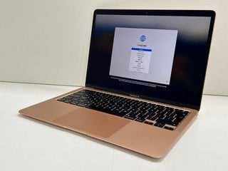 APPLE MACBOOK AIR (M1, 2020) 256GB LAPTOP IN GOLD: MODEL NO A2337 (UNIT ONLY). APPLE M1, 8GB RAM, 13.3" SCREEN [JPTM124254]