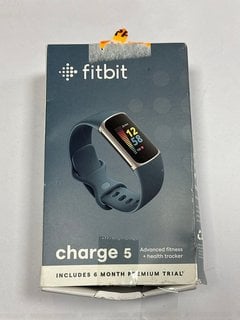 FITBIT BY GOOGLE CHARGE 5 FITNESS + HEALTH TRACKER IN PLATINUM STAINLESS STEEL CASE & STEEL BLUE BAND: MODEL NO FB 421 (WITH BOX & ALL ACCESSORIES) [JPTM124865]