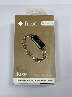 FITBIT LUXE FITNESS + WELLNESS TRACKER (ORIGINAL RRP - £179) IN SOFT GOLD STAINLESS STEEL BRACE + PEONY CLASSIC BAND: MODEL NO FB 422 (WITH BOX & ALL ACCESSORIES) [JPTM124978]