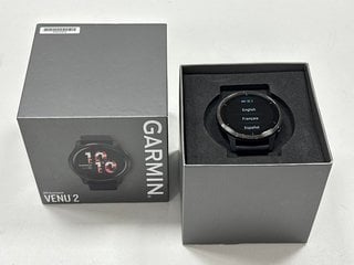 GARMIN VENU 2 FITNESS AND HEALTH SMARTWATCH IN SLATE STAINLESS STEEL BEZEL WITH BLACK CASE AND SILICONE BAND. (WITH BOX) [JPTM124919]