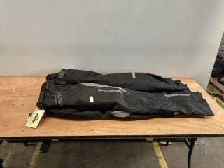 EURO BLACK REISSA WATERPROOF FABRIC RIDING TROUSERS (SIZE LARGE) AND G-MAC BLACK URBAN ARMOUR RIDING TROUSERS (SIZE LARGE)