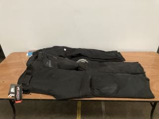 WEISE WAS-2 BLACK RIDING TROUSERS (SIZE EXTRA SMALL) AND G-MAC BLACK PILOT URBAN ARMOUR RIDING TROUSERS (SIZE EXTRA SMALL) AND AKITO BLACK RAINBOW PLUS RIDING TROUSERS (SIZE EXTRA SMALL)