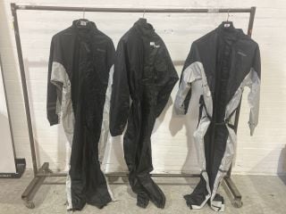 2 X WEISE BLACK/GREY WATERPROOF OVERSUITS (SIZE LARGE) AND WEISE BLACK TEMPEST WATERPROOF OVERSUIT (SIZE LARGE)