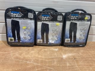 3 X OXFORD RAIN SEAL ALL WEATHER OVER TROUSERS (2 LARGE 1 SMALL)