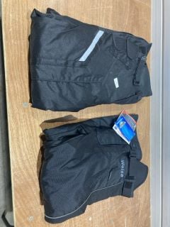 SPARTAN BLACK MOTORCYCLE TROUSERS (SIZE XXL) AND WEISE BLACK RIDING TROUSERS (SIZE XXL)