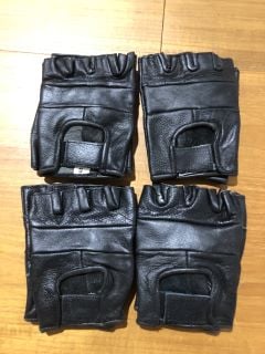 4 X FINGERLESS LEATHER MOTORCYCLE GLOVES SIZE S