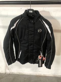 BUFFALO BLACK & WHITE WITH GREY ACCENTS MOTORCYCLE JACKET (SIZE XL/16)