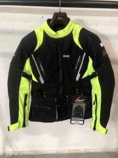 WEISE BLACK & NEON GREEN WITH GREY ACCENTS MOTORCYCLE JACKET  (SIZE S)