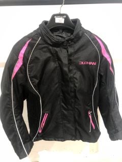 DUCHINNI RIDING JACKET BLACK AND PINK HIGHLIGHTS (SIZE 2XL-18)