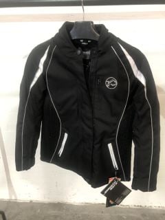 BUFFALO BLACK & WHITE WITH GREY ACCENTS MOTORCYCLE JACKET (SIZE S/10)