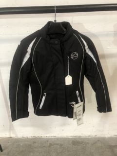 BUFFALO BLACK & WHITE WITH GREY ACCENTS MOTORCYCLE JACKET (SIZE S/10)