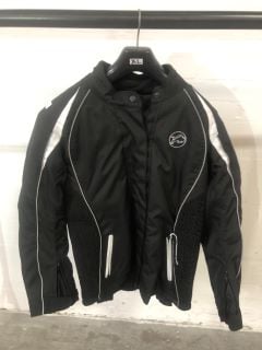 BUFFALO BLACK & WHITE WITH GREY ACCENTS MOTORCYCLE JACKET (SIZE 2XL/18)