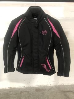 BUFFALO BLACK & PINK WITH GREY ACCENTS MOTORCYCLE JACKET (SIZE 10)