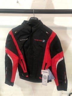 BUFFALO TWISTER MODEL RED BLACK & WHITE MOTORCYCLE JACKET (SIZE S)