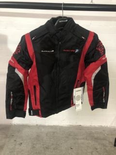 BUFFALO TWISTER MODEL RED BLACK & WHITE MOTORCYCLE JACKET (SIZE S)