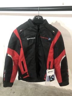 BUFFALO TWISTER MODEL RED BLACK & WHITE MOTORCYCLE JACKET (SIZE L)