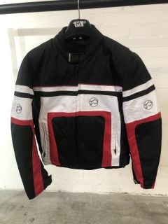 BUFFALO BLACK WHITE AND RED MOTORCYCLE JACKET (SIZE 42-M)