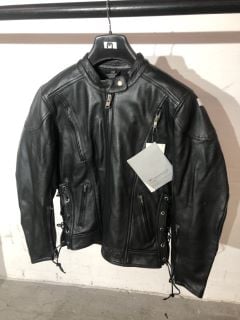 WEISE BLACK LEATHER MOTORCYCLE JACKET (SIZE 12)