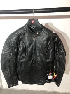 WEISE BLACK LEATHER MOTORCYCLE JACKET (SIZE 12)