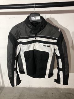 DUCHINNI GREY BLACK & WHITE MOTORCYCLE JACKET WITH AIR VENT SYSTEM (SIZE 42 M)