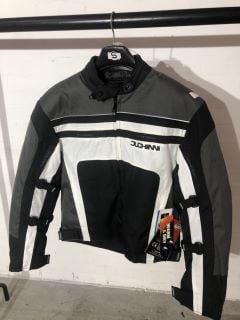 DUCHINNI GREY BLACK & WHITE MOTORCYCLE JACKET WITH AIR VENT SYSTEM (SIZE M)