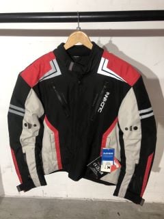 DUCHINNI BLACK RED & GREY MOTORCYCLE JACKET WITH AIR VENT SYSTEM (SIZE L)