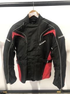 DUCHINNI RIDING JACKET BLACK WITH RED HIGHLIGHTS (SIZE M)