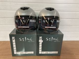 2X STING HELMETS HAWK SIZE EXTRA SMALL (SILVER)