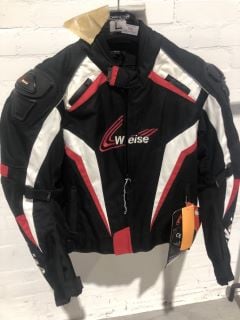 WEISE ASCARI BLACK AND RED MOTORCYCLE JACKET (44 LARGE)