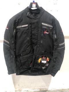 WEISE BLACK WITH RED AND GREY HITNS MOTORCYCLE JACKET (SIZE 44/L)