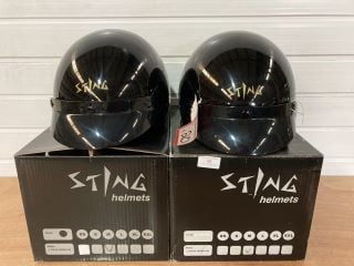 2X STING HELMETS F-POLICE FIBERGLASS MEDIUM (BLACK)