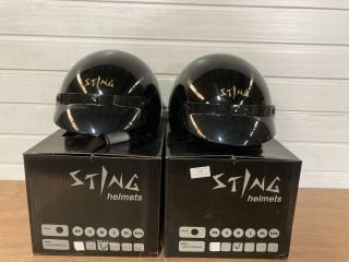 2X STING HELMETS F-POLICE FIBERGLASS MEDIUM (BLACK)