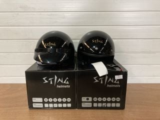 2X STING HELMETS F-FIBERGLASS SIZE MEDIUM (METALLIC BLACK)