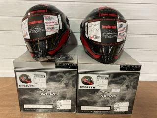 2X STEALTH HELMETS TRANSFORMERS EXTRA SMALL (BLACK/RED)