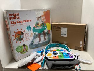 QTY OF ASSORTED BABY ITEMS TO INCLUDE BRIGHT STARS ZIG ZAG ZEBRA WALKER: LOCATION - A10