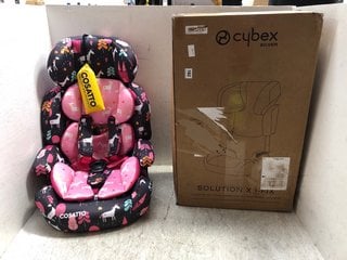 2 X ASSORTED CHILDRENS CAR SEAT TO INCLUDE CYBEX SILVER SOLUTION X - FIX CAR SEAT: LOCATION - A11