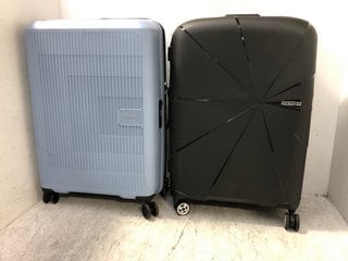 2 X ASSORTED JOHN LEWIS AND PARTNERS HARDSHELL TRAVEL SUITCASES IN BLACK AND LIGHT BLUE: LOCATION - B17