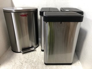 4 X ASSORTED JOHN LEWIS AND PARTNERS RECTANGULAR AND CRESENT SHAPED STAINLESS STEEL WASTE BINS: LOCATION - B14